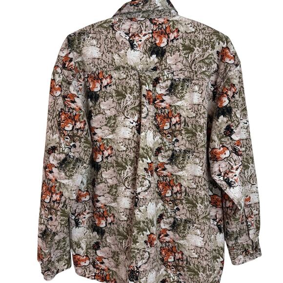 Bit & Bridle Mens Long Sleeve Camo Deer Buck Print Hunting Button Shirt SZ L - Picture 2 of 6